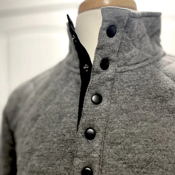 Quarter Snap Quilted Fleece Pullover Jacket - Heather Charcoal - Medium - Picture 5 of 5